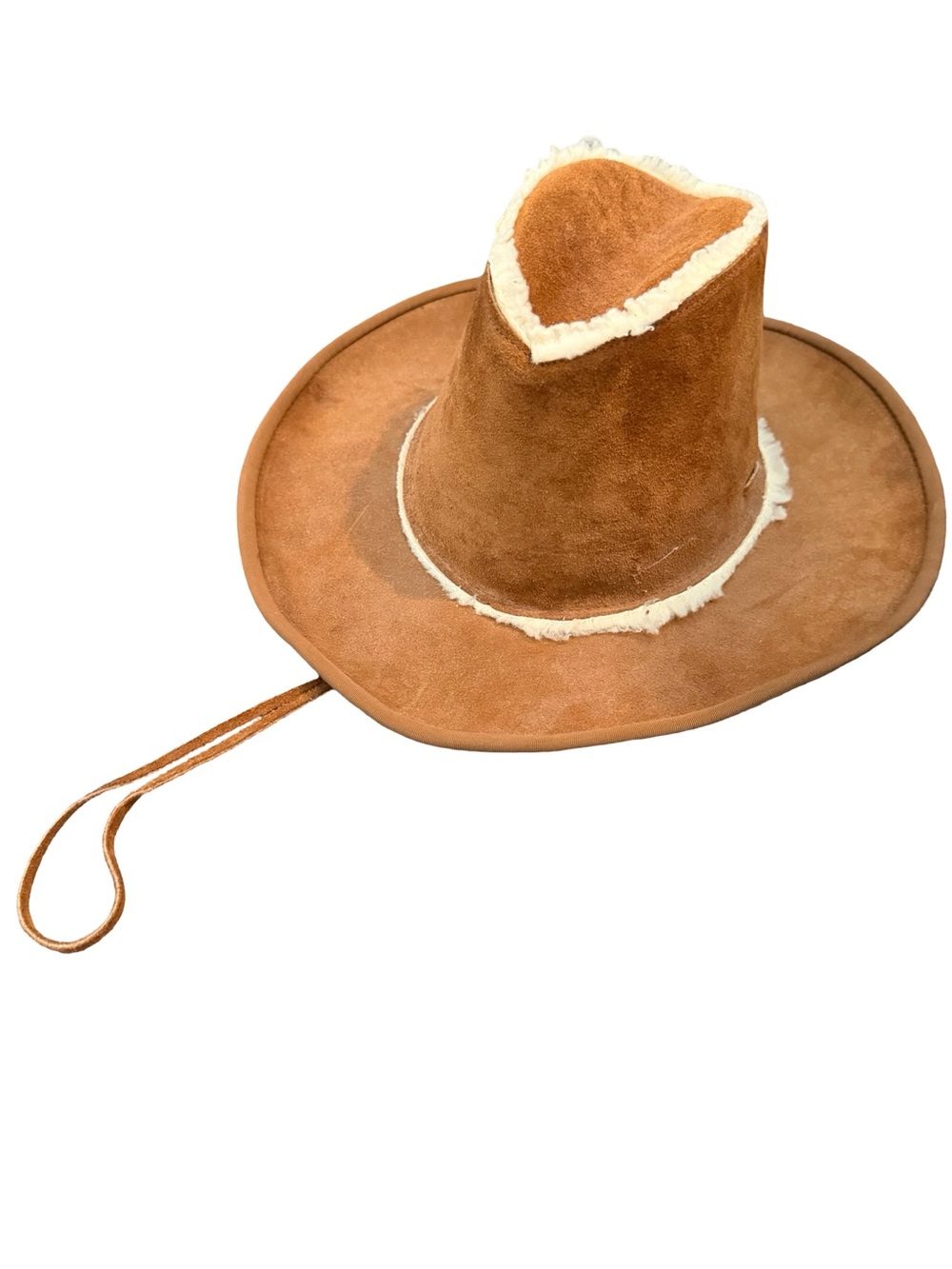Vintage 1970s Suede Shearling Outback Cowboy Hat Size Large